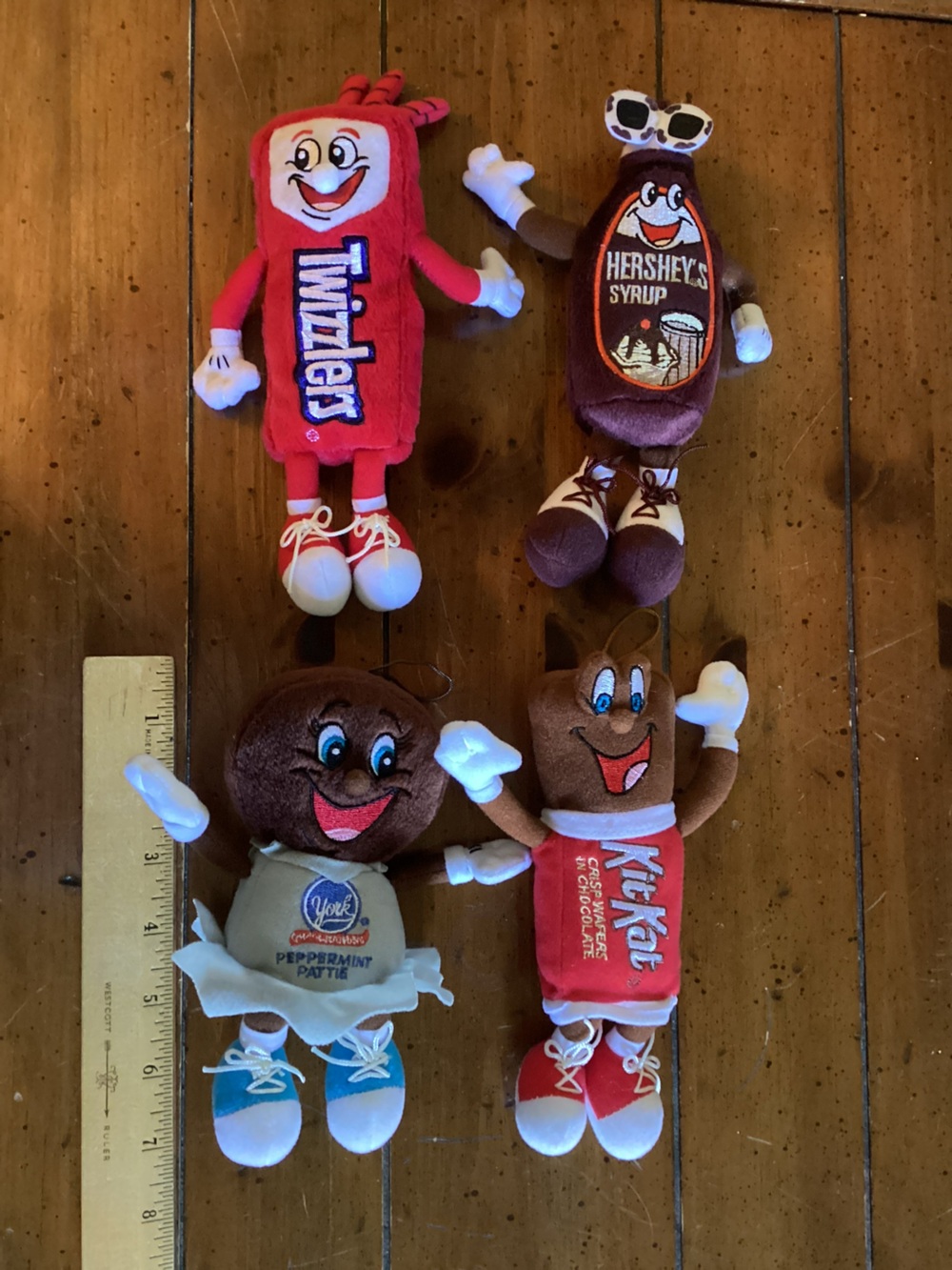 Assorted Candy Character Plush Keychains - Red & Brown - Brand: